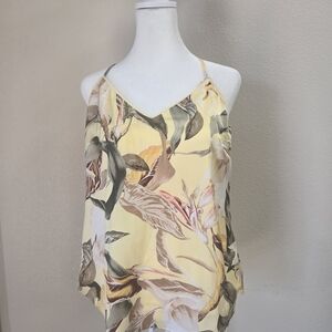 White House Black Market Yellow Floral Spaghetti Strap Camisole